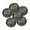 Top 10 😍 10" Black & Gold Patterned Hanging Paper Lanterns - 6 Pc. 🤩