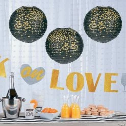 Top 10 😍 10" Black & Gold Patterned Hanging Paper Lanterns - 6 Pc. 🤩 -Candles & Votives Sales 10 black and gold patterned hanging paper lanterns 6 pc 13765549 a03