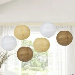 New 😉 10" Kraft Paper Hanging Paper Lanterns - 6 Pc. 👍 -Candles & Votives Sales 10 kraft paper hanging paper lanterns 6 pc 14092331 a02