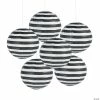 Promo 🎉 12" Black Striped Hanging Paper Lanterns - 6 Pc. 💯