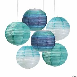 Budget ❤️ 12" Coastal Seaside Hanging Paper Lanterns - 6 Pc. 🔔
