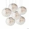 Best Pirce 🎉 12" White & Gold Patterned Hanging Paper Lanterns - 6 Pc. ⭐