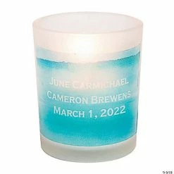 Best Sale 🎁 Personalized Blue Watercolor Votive Candle Holders - 12 Pc. ❤️