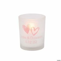 Outlet 🧨 Personalized Hearts Frosted Votive Candle Holders - 12 Pc. 😉