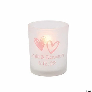 Outlet ๐งจ Personalized Hearts Frosted Votive Candle Holders - 12 Pc. ๐ 1 Outlet ๐งจ Personalized Hearts Frosted Votive Candle Holders - 12 Pc. ๐