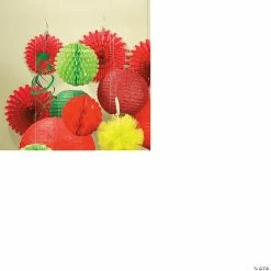 Best Pirce 💯 Hanging Tissue Paper Pom-Pom Decorations - 6 Pc. 👏 -Candles & Votives Sales 15 red hanging tissue paper pom pom decorations 6 pc 13700808 a02
