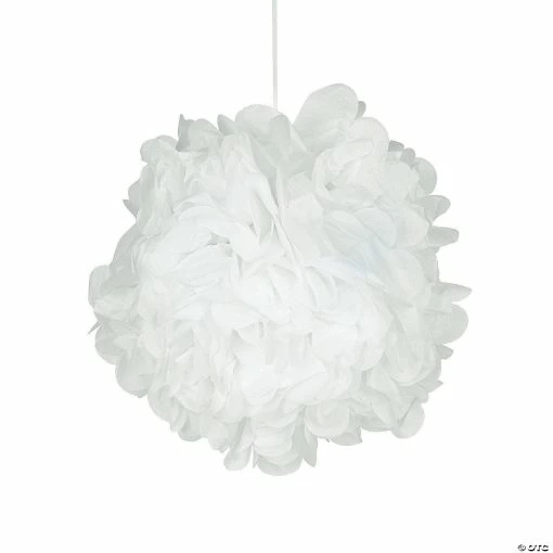 Promo ✔️ Hanging Tissue Paper Pom-Pom Decorations - 6 Pc. 🌟 -Candles & Votives Sales 15 white pom pom decorations 6 pc 13700789