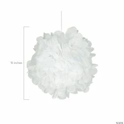 Promo ✔️ Hanging Tissue Paper Pom-Pom Decorations - 6 Pc. 🌟 -Candles & Votives Sales 15 white pom pom decorations 6 pc 13700789 a01