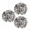 Best Sale 🔥 16" Metallic Silver Fluff Balls - 3 Pc. 🔥