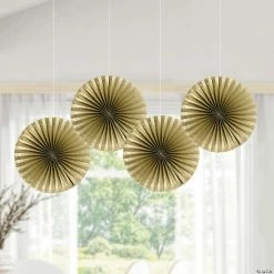 Cheapest 🧨 Giant Hanging Paper Fans - 6 Pc. 🔥 -Candles & Votives Sales 30 giant gold hanging paper fans 6 pc 13829571 a02