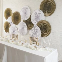 Outlet 👏 Giant Hanging Paper Fans - 6 Pc. ⭐ -Candles & Votives Sales 30 giant white hanging paper fans 6 pc 13829570 a02