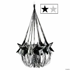 Flash Sale 😀 35" Black & Silver Star Chandelier Decoration – 1 Pc. 👏