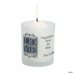 Wholesale ✔️ Personalized Love Frosted Wedding Votive Candle Holders - 12 Pc. 👍