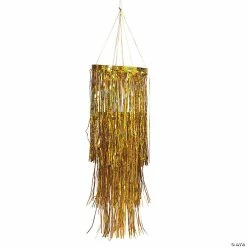 Budget 🧨 46" Gold Metallic Foil Fringe Chandelier 🛒