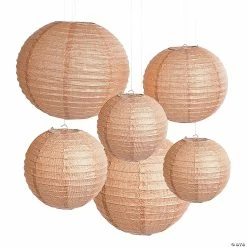 Best reviews of 🧨 8" - 16" Burlap Print Hanging Paper Lanterns - 6 Pc. ✨