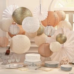 Best reviews of 🧨 8" - 16" Burlap Print Hanging Paper Lanterns - 6 Pc. ✨ -Candles & Votives Sales 8 16 burlap print hanging paper lanterns 6 pc 13654816 a02