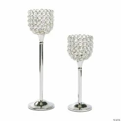 Cheapest 😀 Acrylic Crystal Bead Pedestal Candle Holders - 2 Pc. ❤️