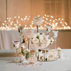 Cheapest 😀 Acrylic Crystal Bead Pedestal Candle Holders - 2 Pc. ❤️ -Candles & Votives Sales acrylic crystal bead pedestal candle holders 2 pc 13781170 a02