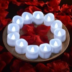 Coupon 😍 AGPtek 12pcs Cool White LED Tea Lights Candles Flameless with 100pcs Fake Rose Petals 😀