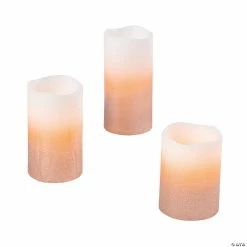 Cheap 🧨 Battery-Operated Rose Gold Ombre Flameless Candles - 3 Pc. 🔥