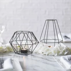 Best Pirce 💯 Black Wide Geometric Tea Light Holder 🔔 -Candles & Votives Sales black wide geometric tea light holder13937505 a02