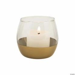 Best Sale 🎁 Clear Votive Candle Holders with Gold Base - 6 Pc. 🌟