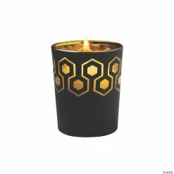Discount 🧨 Geometric Black & Gold Votive Candle Holders - 6 Pc. 🥰