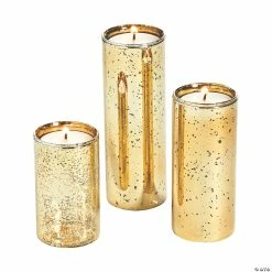 Brand new 🥰 Gold-Flecked Mercury Cylinder Candle Holders - 3 Pc. 👍