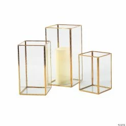 New 👍 Gold Geometric Square Candle Holders - 3 Pc. 🎉