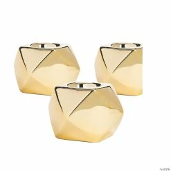 Promo 👍 Gold Geometric Tea Light Candle Holders - 3 Pc. 👏
