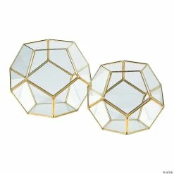 Outlet π Gold Geometric Terrarium Candle Holders - 2 Pc. β