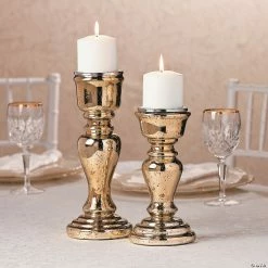 Best Pirce 🎉 Gold Mercury Candle Holder Set - 2 Pc. 😀 -Candles & Votives Sales gold mercury candle holder set 2 pc 13760703 a02