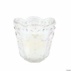 Outlet 👏 Iridescent Scallop Trim Votive Candle Holders - 6 Pc. ✔️