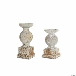 Cheapest ❤️ Melrose International Weathered Stone Candle Holders (Set of 2) ✨