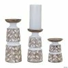 Outlet ❤️ Melrose International White-Washed Candle Holder (Set of 3) 🌟