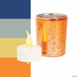 Brand new 😀 Mercury Glass Votive Candle Holders with Battery-Operated Candles - 24 Pc. 🔔