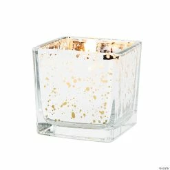 Discount ❤️ Silver-Flecked Square Votive Candle Holders - 12 Pc. ❤️