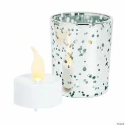 Cheap 🤩 Mercury Glass Votive Candle Holders with Battery-Operated Candles - 24 Pc. 🛒